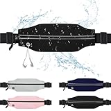 Schlanker Laufgürtel für Damen und Herren, Gürteltasche, Handyhalterung, Tasche, reflektierende Reißverschlusstasche, Workout, Radfahren, Fitness, Schwarz, 1 x schmaler Laufgürtel