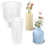 2 Stücke Vase Silikonform,Moulds Blumenvase,Epoxidharz Silikon Vase Formen für DIY Blumentopf Formen Make-Up Pinsel Stifthalter Vasen Dekorativen (Weiß Rund)
