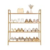 KLOOLIVE 4 Ebenen Schuhregal aus Bambus, 60x25x67cm Shoe Rack, Freistehend Organizer Shelf, Schuhständer, Badregal Standregal, für Küche, Balkon, Büro und Schlafzimmer
