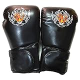 NeoMcc Box-Trainingshandschuhe Weißes Tiger Muster Leder Boxhandschuhe für MMA Punch Bag Sparring Muay Thai Kickboxing Kämpfende Training Coachinghandschuhe (Color : Black, Size : 10 OZ)