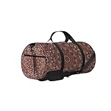 Sporttasche im Vintage-Stil, orientalisches Rot-Braun-Blumenmuster, Tragetasche, wasserdicht, Turnbeutel mit Schultergurt, Reißverschluss, 2 Seitentaschen für Damen und Herren, Reise- und Aufbewahrung