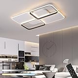110CM Moderne Deckenleuchte, LED Dimmbar Deckenlampe Mit Fernbedienung Wohnzimmerleuchte Dimmbar 3000-6000K Schwarz Rechteckig Deckenbeleuchtung Für Wohnzimmer Schlafzimmer Esszimmer Lampe