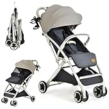COSTWAY Kinderwagen klappbar, Reisebuggy mit Liegefunktion, Kinderbuggy mit verstellbarem Rückenlehne & Verdeck, Babywagen leicht mit 5-Punkt-Gurt für Baby bis 3 Jahren, 15 kg belastbar (Grau)