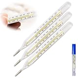 3/5/7 Stück Fieberthermometer Basalthermometer, 35-42 Grad Celsius/94-108 Grad Fahrenheit Quecksilberfreies Klassisches Traditionelles Glasgenauigkeitsthermometer, Verwenden FüR Erwachsene (3 Stück)