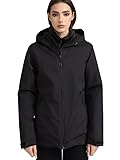 vittorio y Softshelljacke für Damen, 2-in-1, mit herausnehmbarer 100 g Daunenjacke, winddicht, für Outdoor, Trekking, Reisen und den täglichen Gebrauch, Schwarz , M
