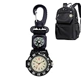 Kompassuhr, Unisex, Wandern, Karabiner, tragbar, wasserdicht, leuchtet im Dunkeln, Kompass für Männer und Frauen, Outdoor, Klettern, Laufen, Tauchen, Wandern, Jagd, Camping, Überleben