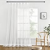 MIULEE Gardinen Vorhänge mit Kräuselband 1er Set Gardine Weiss Vorhang Gardinen Wohnzimmer aus Sheer Voile Curtains Transparent Weiß Schlafzimmer 300 x 225 cm
