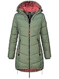 Sublevel Damen Jacke Steppmantel LSL-412 mit gefütterter Kapuze agave green XL