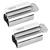 UDQYQ Tubenquetscher Tubenpresse, 2-er Pack Zahnpasta Squeezer Edelstahl Sparen Zahnpasta total Squeeze Out leere Rohre, Edelstahl Zahnpasta Sitzhalter mit Standfunktion