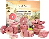 LuminGrain Zedernblöcke zur Aufbewahrung 32x Zedernholz Ringe als Mottenschutz – 100% Natürliches Mottenschutz-Set für Kleiderschrank & Schubladen – Effektive Mottenfalle mit Aroma Duft