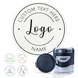 Personalisierter Stempel, Automatikstempel mit Logo & Text – Selbstfärbender Stempel für Exlibris, Buchstempel, Adressstempel, Firmenstempel & Lehrerstempel | Rund 42mm | 5 Farben