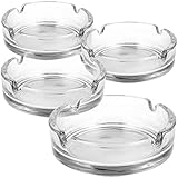 com-four® 4X Aschenbecher aus Glas - Abascher für Haushalt und Gastronomie - Glasaschenbecher für Zigaretten - Rauchwarensammler aus 5 mm dickem Glas - Tischaschenbecher (04 Stück - transparent)