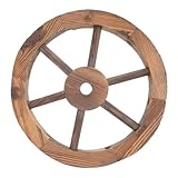 DOITOOL Rustikale Holz Wagenrad Wanddeko Vintage Kutschenrad Deko für Garten Terrasse Wohnzimmer Wandkunst