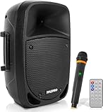 Pyle PA Musikbox, Partybox, Tragbare Karaoke Maschine mit Mikrofon, Party Lautsprecher mit Bluetooth, Sound Anlage 8'' Subwoofer, PA Anlage Komplettset, Karaoke Set LED-Akku-Anzeige, MP3/USB/SD, 800W