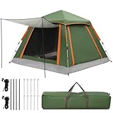 HAUSPROFI Zelt 2-3 Perosonen Pop Up Zelt, Camping Zelt mit Vorzelt Fenster, Große Wasserdicht Automatisches Wurfzelt, Doppeltürlüftung, Moskitoschutz, 2 Schichten Kuppelzelt für Camping Familien Reise
