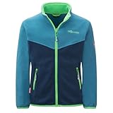 Trollkids Kinder Oppdal XT Fleece Jacke, Frischgrün/Mystik Blau/Dunkel Marine, Größe 116