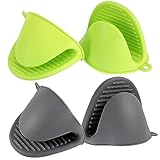 Silikon-Ofenhandschuhe, 4 Stück, Silikon-Ofenhandschuhe, Topflappen, hitzebeständig, rutschfest, wasserdicht, Mini-Ofenhandschuh, zum Kochen, für Küche, Backen, Kochen, Grillen