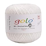 golo Häkelgarn 30 für handgestricktes Häkelgarn Gewinde häkeln (Perlweiss)