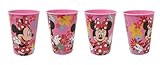 Theonoi 4 x Kinder Trinkbecher 260 ml/wählbar: Minnie Pony Princess Frozen PawPatrol Glas Kunststoff BPA frei - Geschenk Mädchen (Minnie Blumen)