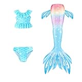 Marmaid zum Schwimmen Swimming Tail Schwanz Swimsuit Swimwear Bikini Set Schwanzflosse Für Mädchen