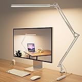 SKYLEO Schreibtischlampe LED Dimmbar - 80cm Desk Lamp - 5 Farbmodi X 11 Helligkeitsstufen - 1300LM - Timmer & Memory - 12W Bürolampe Schreibtisch - Weiß