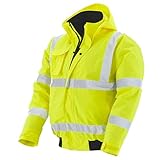 PKA Warnschutz Pilotenjacke für die Arbeit - Wasserdichte & Winddichte Arbeitsjacke in Gelb Größe XL