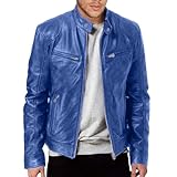 Duohropke Lederjacke für Herren Solid Business Militär Lederjacke Motorradjacke Übergangsjacke Stehkragen Vintage Lässig Motorrad Piloten Reißverschluss
