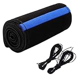 Auto Lenkradhülle Lenkradbezug Aus Fell Fürs Auto Universell 38 cm Geflochtener Schutzbezug Für Das Autolenkrad Aus Leder rutschfeste Innenteile(Blue Thread)