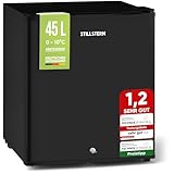 Stillstern Mini Kühlschrank E 45L mit Abtauautomatik, Schloss, Frostfach, Leise, Ideal für Küche, Büro, Schlafzimmer, Hotels und kleine Wohnungen Kühlschrank klein Minibar Getränkekühlschrank Schwarz