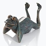 esotec Wasserspeier-Figur Frosch, Einzelfigur Teichfigur Gartenstatue, Brunnenfigur für Garten-Teich Mini-Teich, Wasserspiel Terrasse Balkon-Brunnen, Quellstein, Kunststein 100731