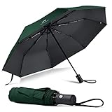 Vicloon Regenschirm, Taschenschirm Auf-Zu-Automatik, Regenschirm Sturmfest, 210T Teflon-Beschichtung, lLeicht, Stark, für Herren und Damen (Tiefwassergrün)