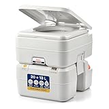 meteor Campingtoilette mit Wasserspülung Füllstandsanzeige Outdoor Tragbare Reisetoilette Mobiles WC Baustellen Robust Auslaufsicher bis 200kg Garten Camping Chemie-Toilette (White, 33L)