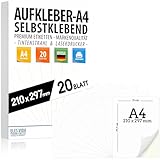 Selbstklebende DIN A4 Etiketten 20 Stück 210x297 mm, universell bedruckbar, matte weiße Oberfläche, kompatibel mit Inkjet- und Laserdruckern, Aufkleber für vielseitige Anwendungen - MADE IN GERMANY