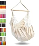 AMAZONAS - XL Hängesessel Brasil | Hängesessel ohne Gestell mit großer Sitzfläche, handgefertigt in Brasilien | Belastbar bis 150 kg; Sitzfläche 1,6m x 1,3m; Stablänge 1,1m | Farbe: Natura