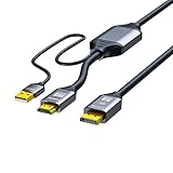 XAGMODSHN HDMI2.1 auf DP1.4 Adapter, HDMI-kompatibel zu DP-Stecker mit Chip-Display-Kabel für Monitor-Video-Konverter