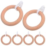 SHINEOFI 6 Stück Runde Gardinenringe aus Naturholz Geräuscharme Duschvorhangringe Leicht Gleitend Robustes Holzzubehör für Fensterdekoration und Römische Gardinenstangen