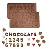 Liiqin Pralinenform Silikon,2 Stück Schokoladen Form,Silikon Schokoladenform,Silikonform Schokoladentafel,Schokoladen Silikonform,Schokolade Selber Machen Set,Ziffern,Buchstaben Bonbon Formen Silikon