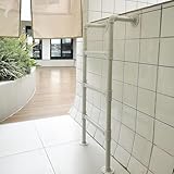 Robuste weiße Metallleiter, 6 Stufen, Universal-Kletterleiter für den Innen- und Außenbereich, 170,2 cm, gerade Leiter für Betten und mehr