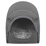 EUGAD Hundehöhle kleine Hunde, Katzenhöhle große Katzen 52x46x52cm M, Hundehaus drinnen indoor, Hundehütte Stoff, Katzenhaus winterfest, Kuschelhöhle Hund, Schlafhaus Haustierhaus zuhause, Grau 0041GD