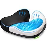 AUVON Ergonomisches Sitzkissen für Bürostuhl, Orthopädisches Sitzkissen für ideale Unterstützung und Weichheit, Memory-Schaum Sitzkissen mit Kühl-Gel für Bürostühle, Autositz, Bequeme Sitzhaltung