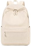 LEDAOU Rucksack für Teenager Mädchen Schulrucksack große Büchertaschen Grundschule High School Cord leichte Laptop-Taschen für Mädchen Frauen Casual Travel Daypacks (Cord Reines Beige)