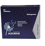 Alegrene mit Perilla Samen Extrakt, Schwarzkümmelöl, Calcium, Folsäure, 30 Tabletten, bei Allergie, Pollen- Nahrungsmittel- Milbenallergie, Heuschnupfen, Nasenspray, augentropfen, allergocaps