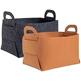 VICASKY 2 Stück Filz Aufbewahrungsboxen Klein in Grau und Braun Mehrzweck Kleinigkeitenkorb für Schreibtisch Kosmetik und Büro Filzkorb für Ordentliche Organisation im Haushalt und