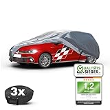 WALSER Premium Abdeckplane Auto All Weather Plus Qualitätssieger Sehr Gut*, Abdeckplane wasserdicht, Auto Abdeckplane, Autoplane UV-beständig, Autoabdeckung Outdoor, Autogarage Abdeckung PKW M grau