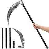 Halloween Sense 110 cm,Gruselige Hakenförmige Sense Halloween Kinder Sichel Zerlegbar,Sensenmann Sensen Kostüm Zubehör Grim Reaper Waffen Todessense Accessoire für Fasching Cosplay Party