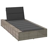Gecheer Sonnenliege mit Schwebender Auflage Verstellbare Rückenlehne Gartenliege Relaxliege Gartenmöbel Liege Liegestuhl Grau Poly Rattan