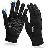Easoger Touchscreen Handschuhe, Laufhandschuhe Damen Herren, Anti-Rutsch & Reflektierendes Logo, Winterhandschuhe Handschuhfutter für Laufen, Wandern, Fahren