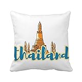 BeatChong Thailand Wat Haw Pha Kaew Illustration Quadratischer Überwurfkissenbezug für Zuhause Sofa Dekoration Geschenk
