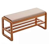 Schuhregal und Bank aus Massivholz, Kombi-Eingang, Schuhaufbewahrung, Organizer, Innenbereich, Holzbank für Schlafzimmer, kurze Bank mit bequemer Sitzgelegenheit, idealer Schuhwechselhocker, 80 x 34 x