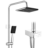 HOMELODY Duschsystem ohne Armatur mit Klavierschaltern, Selbstreinigendem Duschkopf und Handbrause, Regendusche ohne Armatur ideal zum Nachrüsten, Duschsäule Duschset für Dusche